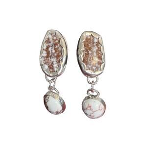 Sterling Silver And Wild Horse Dangle Drop Earrings Hand Crafted In Montana New
